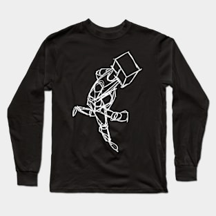 Robot Run Sketchy Wht Long Sleeve T-Shirt